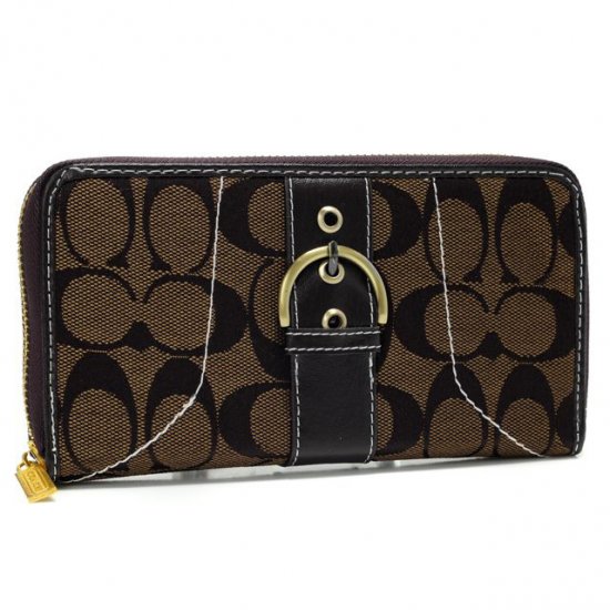 Coach Buckle In Signature Large Coffee Wallets AXI | Women